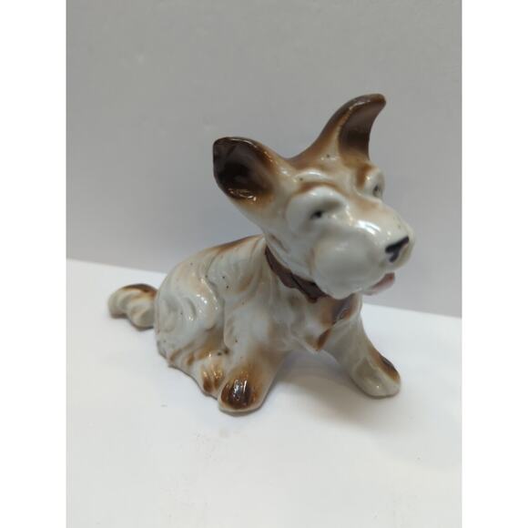 Unbranded Jewelry - Porcelain Terrier Vintage Made In Japan Brown And White